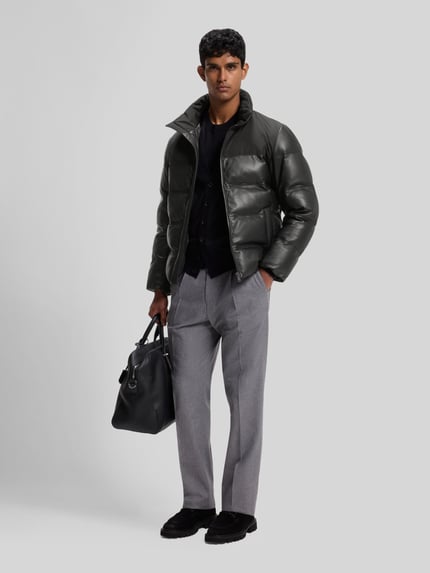 BOSS Lederjacke aus Lammfellnappa mit Stehkragen Black 1