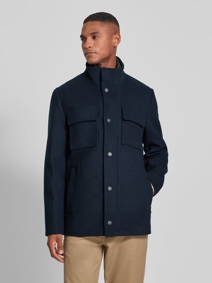Tom Tailor Regular Fit Wollmantel mit abnehmbarem Innenkragen Dunkelblau 4