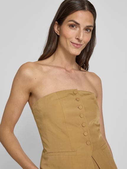 Jake*s Cocktail Slim Fit Bandeau-Top mit Leinen-Anteil Senf 3