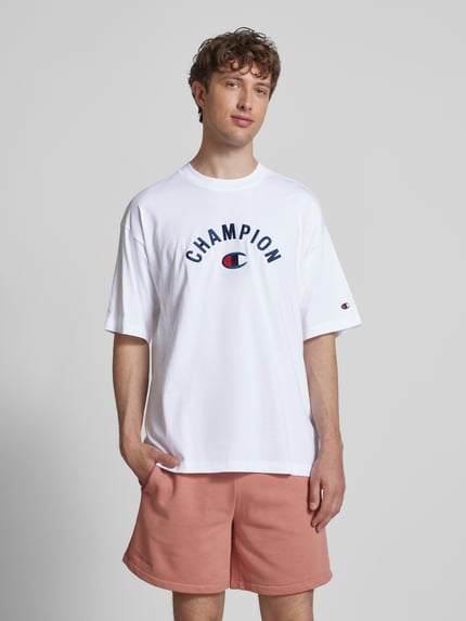 Champion T-shirt o kroju relaxed fit z wyhaftowanym logo Biały 4