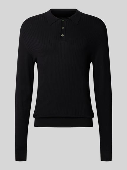 JACK & JONES Premium Sweter z dzianiny z kołnierzykiem typu kent model ‘EDGAR’ Czarny 2