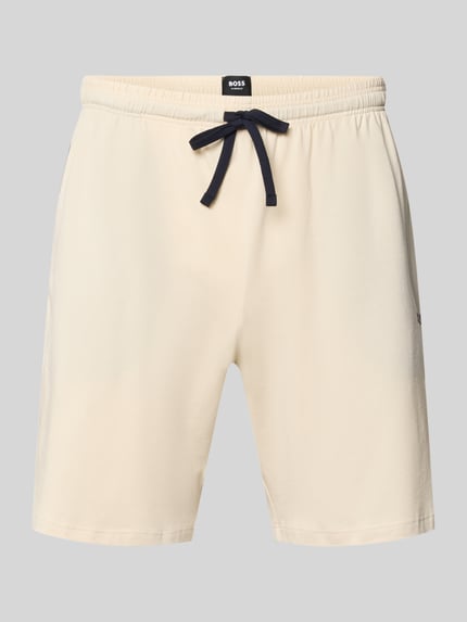 Produktfoto, cremefarbene Regular Fit Sweatshorts aus Baumwoll-Mix Modell 'MIX&MATCH' von BOSS, glatte Struktur, Herren Sweatshorts