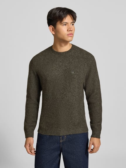 Carhartt Work In Progress Strickpullover mit Logo-Stitching Modell 'CURTIS' Khaki 4