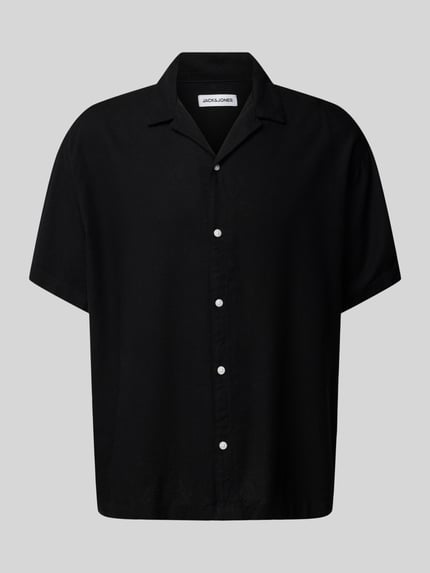 JACK & JONES Relaxed Fit Freizeithemd aus Viskose-Leinen-Mix Modell 'WAYNE' Black 2