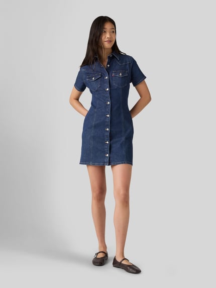 Levi's® Dopasowana sukienka casualowa z tkaniny stylizowanej na denim model 'TRACE' Jeansowy niebieski 1