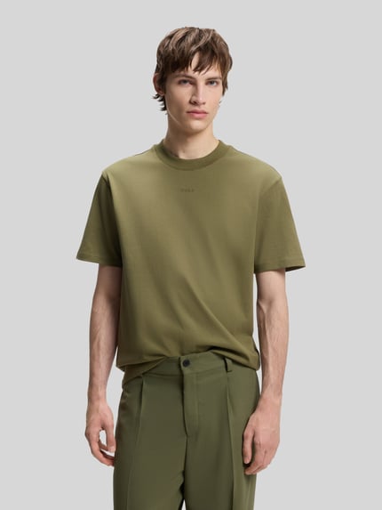 HUGO t-shirt o kroju regular fit z czystej bawełny model 'Dapolino' Khaki 4