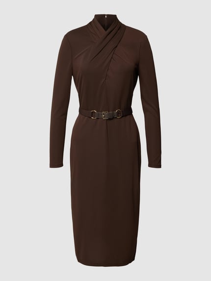 Lauren Ralph Lauren Knielanges Kleid in Wickel-Optik Modell 'KEESAM' Dunkelbraun 2
