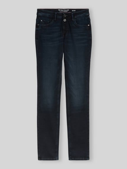 Tom Tailor Jeansy o kroju straight fit w stylizowanej na denim ciemnej tonacji Ciemnoniebieski 2