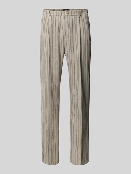 Produktfoto, Anzughose mit Gesäßtaschen Modell 'CILETO' von CINQUE aus Material-Mix mit Leinen-Anteil, Regular-Fit, beige mit feinen Streifen