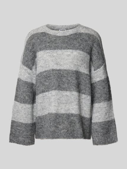 NOISY MAY® Oversized Strickpullover mit gerippten Abschlüssen Modell 'SUTTON Hellgrau Melange 2