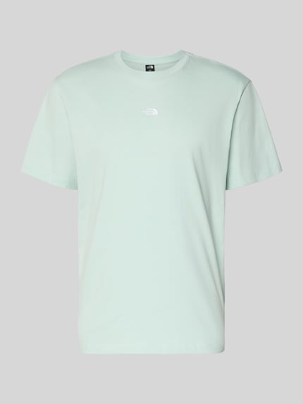 Produktfoto, T-Shirt mit Logo-Stitching von The North Face in mintgrün, Reine Baumwolle, Gerader-Schnitt, Gerippter Rundhalsausschnitt