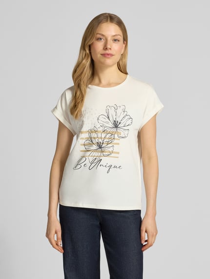 Soyaconcept T-shirt met gefixeerde mouwomslag model 'RINA' Zand - 4