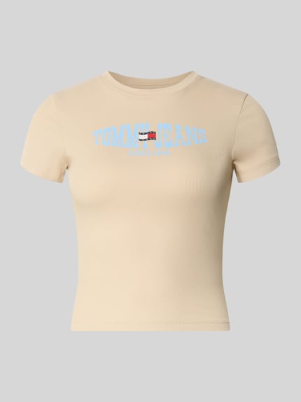 Tommy Jeans t-shirt o kroju slim fit z mieszanki bawełny Jasnożółty 2