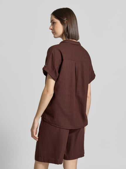 FREE/QUENT Relaxed Fit Bluse aus Leinen-Viskose-Mix Modell 'Lava' Dunkelbraun 5