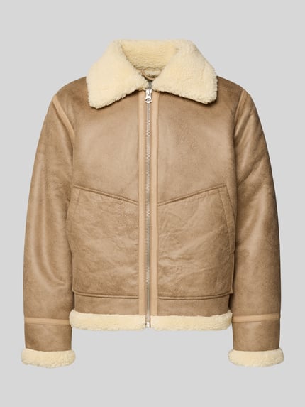 JACK & JONES Jacke in Leder-Optik Modell 'LIVERPOOL AVIATOR' Taupe 2