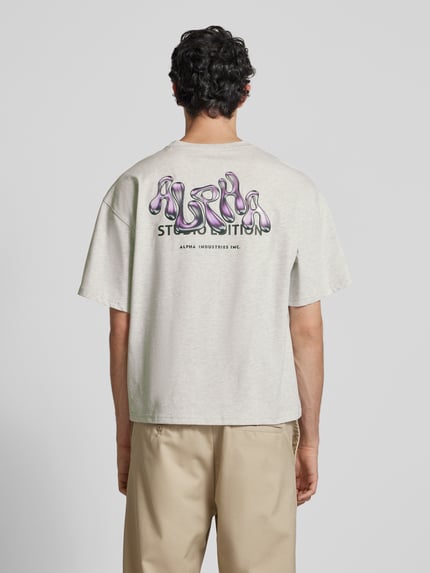 Alpha Industries T-shirt met labelprint, model 'Studio Edition' Lichtgrijs gemêleerd - 5