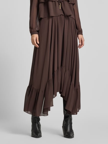 MICHAEL Michael Kors Midi-Rock aus Chiffon in asymmetrischem Look Schoko 4