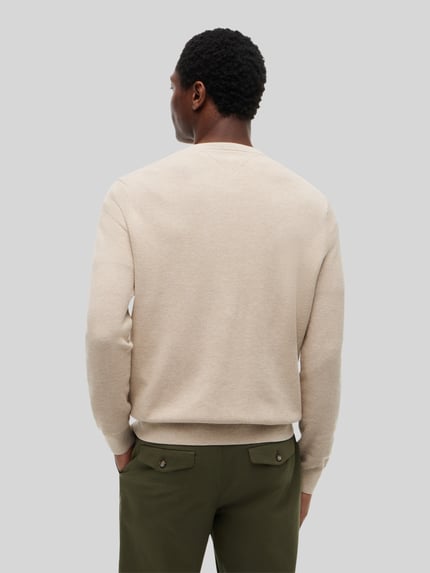 Tommy Hilfiger regular fit gebreide pullover van puur katoen Beige gemêleerd - 5
