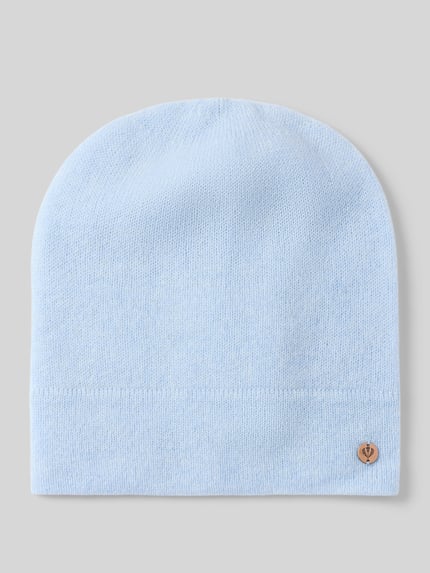 Produktfoto, Beanie aus reinem Kaschmir von FRAAS, jasnoniebieska czapka beanie z kaszmiru z Aplikacja z metką oraz Ozdobny szew, gładka struktura