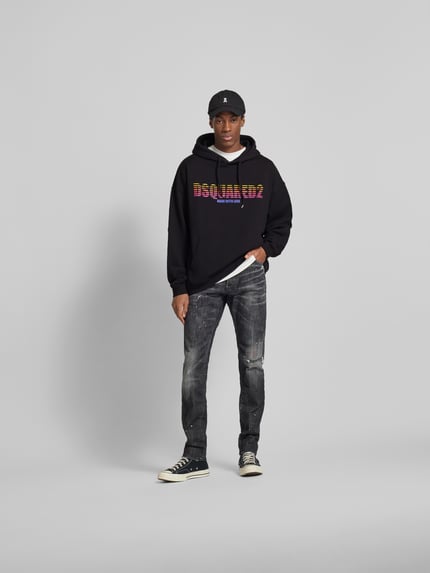 Dsquared2 Bluza z kapturem o luźnym kroju z nadrukiem z logo Czarny 1