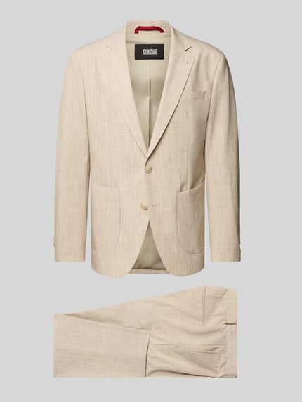 Produktfoto, Slim Fit heren pak met viscose van CINQUE, model 'CIDATI', materiaalmix, 2-knoops colbert, persplooien, beige tinten