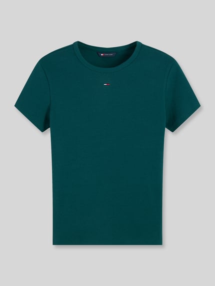 Tommy Jeans Slim Fit T-Shirt aus Baumwoll-Mix Dunkelgruen 2