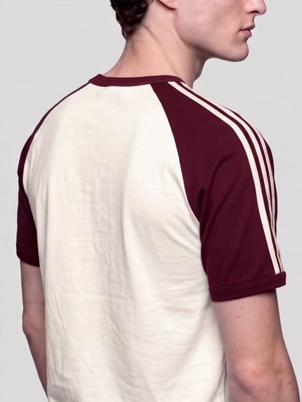 adidas Originals T-Shirt aus Leinen mit Kontraststreifen Offwhite 3