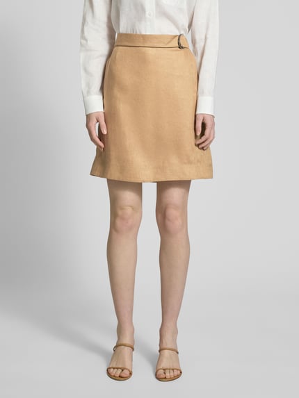 MM by Max Mara Leinenrock mit Gürtel Modell 'SCOGLIO' Camel 4