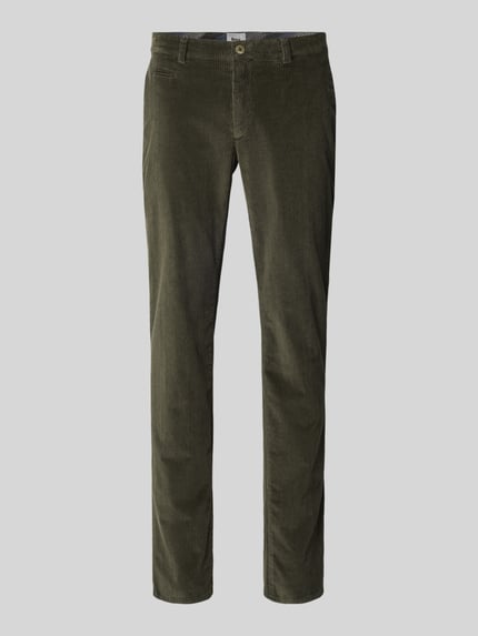 Brax Slim fit corduroy broek met achterzakken, model 'Fabio' Groen - 2