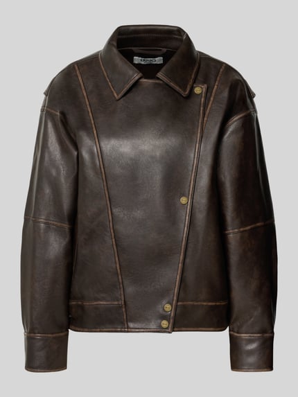 Regular Fit Jacke in Leder-Optik mit Umlegekragen Shop The Look MANNEQUINE