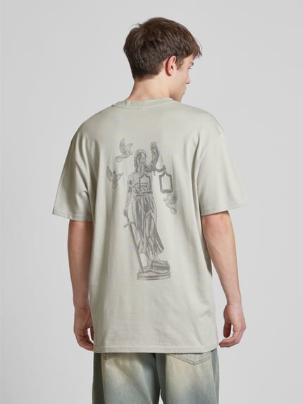 Mister Tee Oversize’owy T-shirt z nadrukiem z przesłaniem Jasnoszary 5