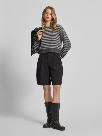 ONLY Relaxed Fit Strickpullover mit Allover-Muster Modell 'PIUMO' Hellgrau 1