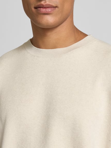 JACK & JONES Premium Strickpullover mit Rundhalsausschnitt Modell 'BRADFORT' Offwhite Melange 3