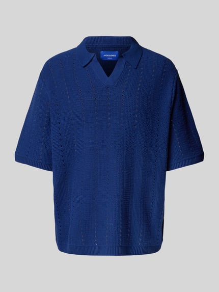 JACK & JONES Relaxed Fit Poloshirt mit Lochmuster Modell 'PAROS' Dunkelblau 2
