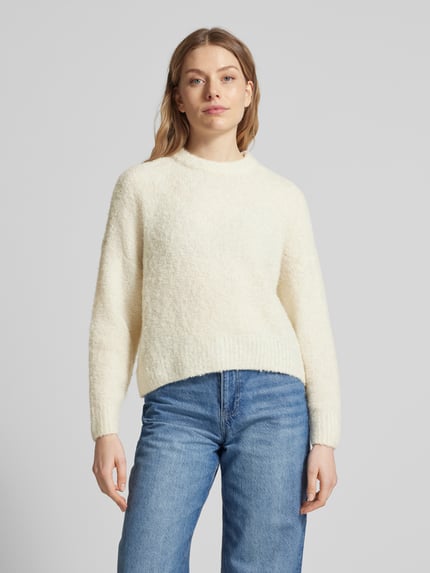 PIECES Regular Fit Strickpullover mit Wollanteil Modell 'NATHERINE' Offwhite 4