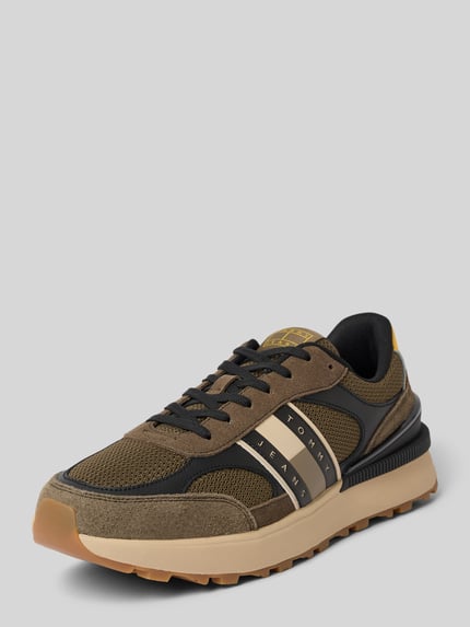 Tommy Jeans Lage sneakers van leermix Kaki - 1
