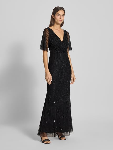 Lace & Beads Abendkleid mit V-Ausschnitt Black 1