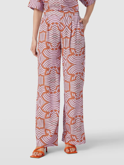 Oilily Wide leg stoffen broek met grafisch motief, model 'POLLOCK' Lila - 4