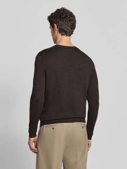 Fynch-Hatton Strickpullover aus Wolle mit Rundhalsausschnitt Dunkelbraun 5