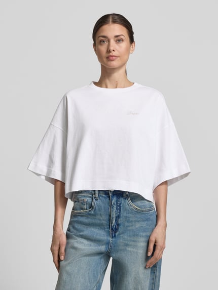 BOSS Orange Boxy fit T-shirt van puur katoen Offwhite - 4