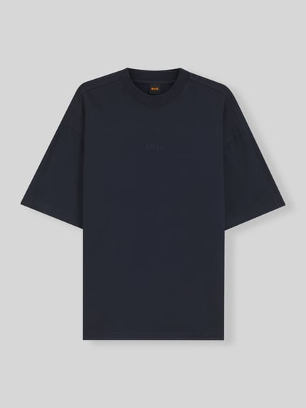 BOSS Orange T-shirt o kroju relaxed fit z czystej bawełny model 'TE_TILE' Granatowy 2