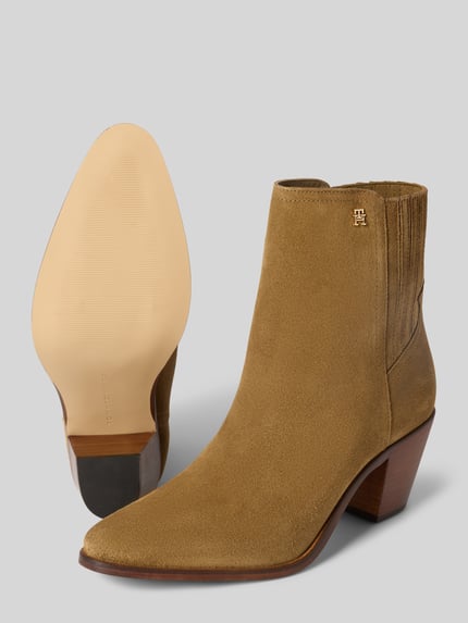 Tommy Hilfiger Stiefeletten aus echtem Velours-Leder Hellbraun 4