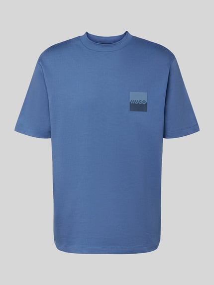 HUGO T-Shirt mit Label-Print Modell 'Dusplito' Rauchblau 2