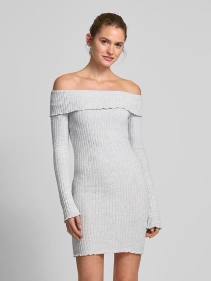 REVIEW Off shoulder-jurk in riblook Lichtgrijs gemêleerd - 4