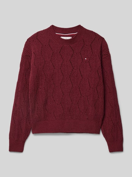 Tommy Hilfiger Teens Gebreide pullover met ronde hals, model 'CHENILLE' Bordeaux - 1