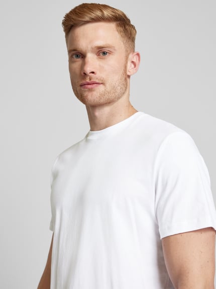 RAGMAN T-shirt z prążkowanym Okrągły dekolt w Zestaw 2 szt. Biały 3