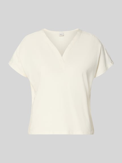 Produktfoto, Regular-Fit T-Shirt aus Baumwoll-Mix mit Viskose-Anteil von Brax, damski t-shirt w kolorze ecru, gładka tekstura