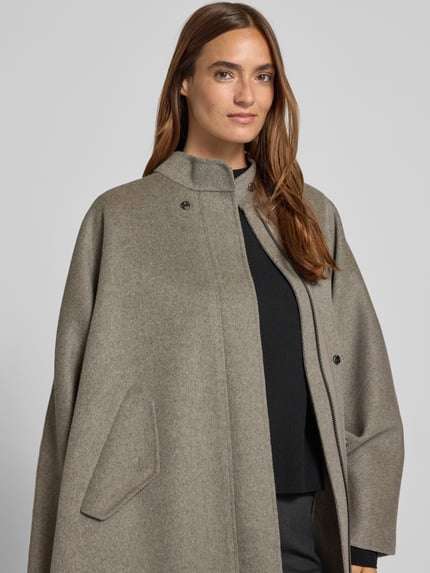 Blonde No. 8 Loose Fit Wollmantel abnehmbarem Teddykragen Hellgrau Melange 3
