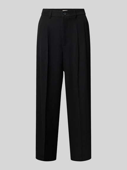 Produktfoto, schwarze Barrel Fit Hose mit Viskose-Anteil von s.Oliver RED LABEL, glatte Textur, weiter Schnitt, Damen Barrel Jeans
