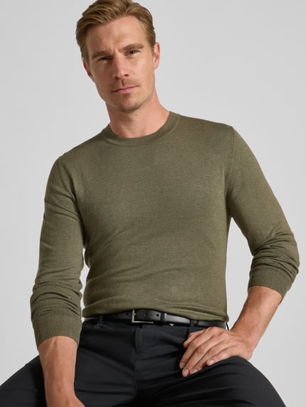 MCNEAL Strickpullover mit gerippten Abschlüssen Oliv Melange 3